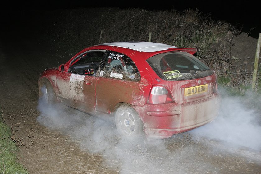 Red MG ZR rally car on Audi South West Endurance Rally